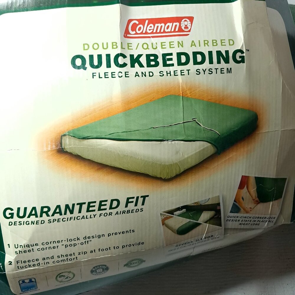 Coleman Quickbedding Double Queen full Airbed Fleece Sheet‎ System Green camping